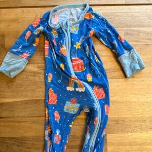 Little sleepies blue birthday footie newborn